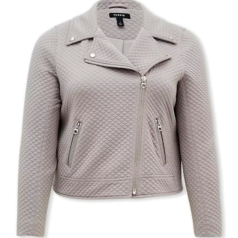 Torrid Gray Quilted Knit Moto Jacket
